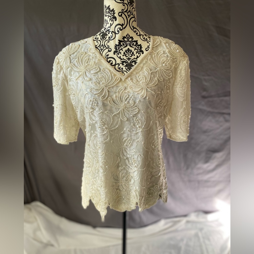 Gorgeous Beaded Laurence Kazar Top